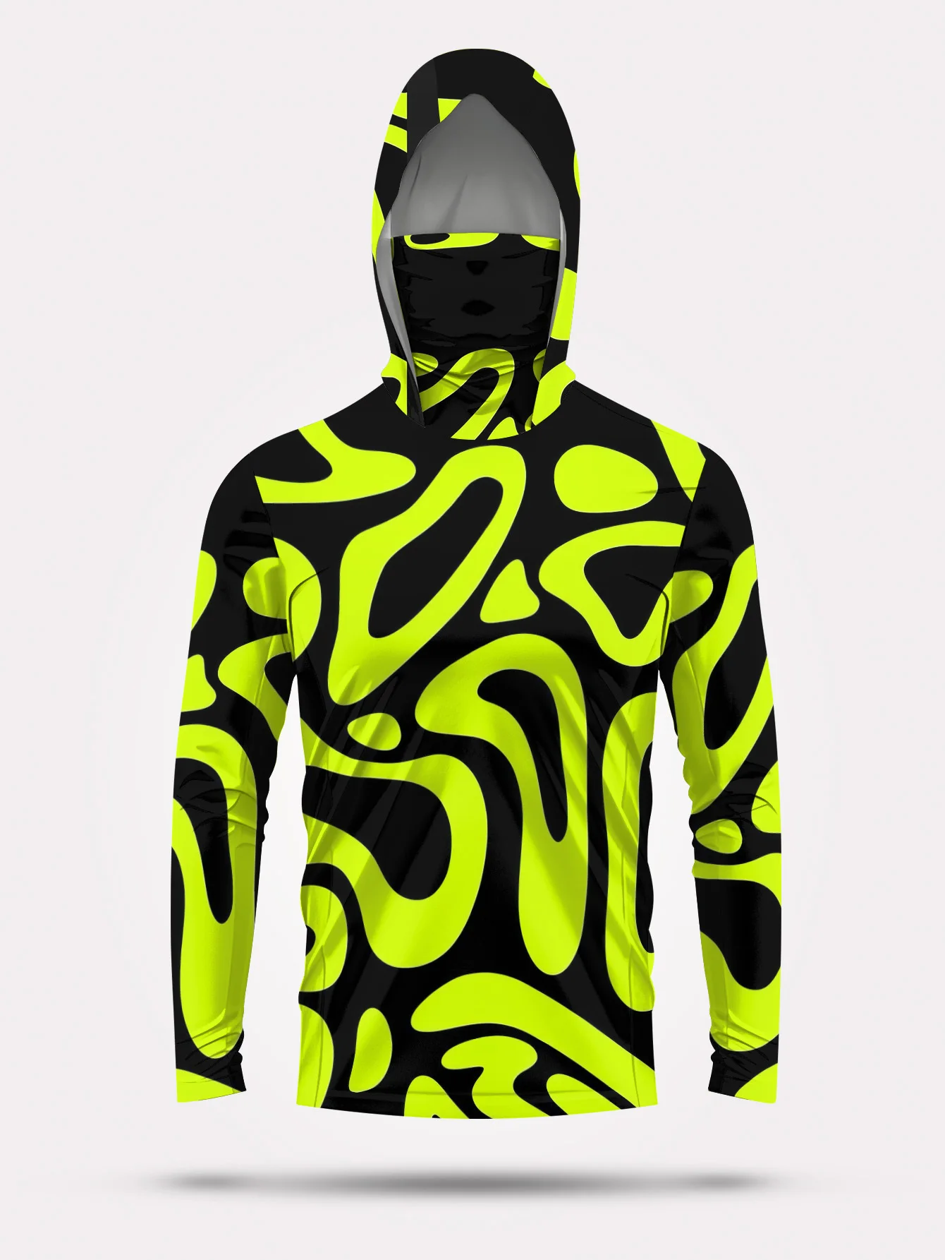 Men's Neon Green Abstract Prin - Fishing Mask Sun Protection ulasan dan harga